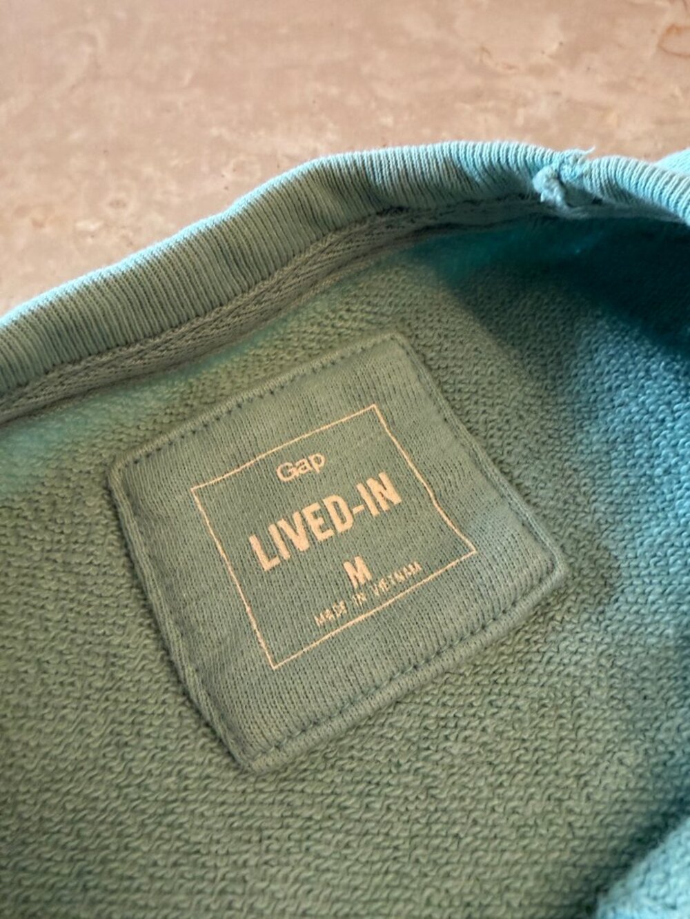 Gap Lived-In Robin's Egg / Tiffany Blue Crewneck Sweatshirt Raglan Sleeve Size M - Picture 5 of 7